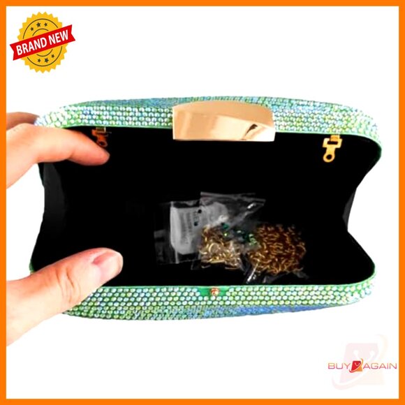Mini Rhinestone Clutch Evening Bag with Detachable Chain Straps
